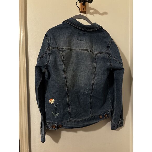 Cavalini WomenM Denim Jacket Cottagecore Western Boho Vintage Floral Embroidered - Picture 5 of 7